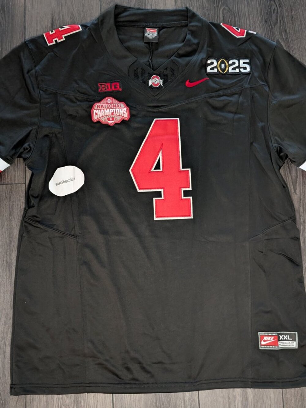 Jeremiah Smith #4 Ohio Buckeyes 2025 BLACKOUT Natty Champs Men's Jersey - Picture 6 of 8